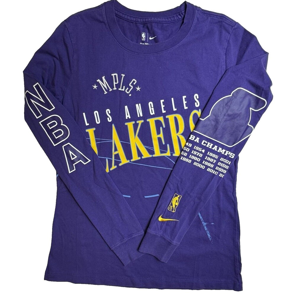Nike Womens Small Shirt Long Sleeve Purple MPLS Lakers Basketball LA New